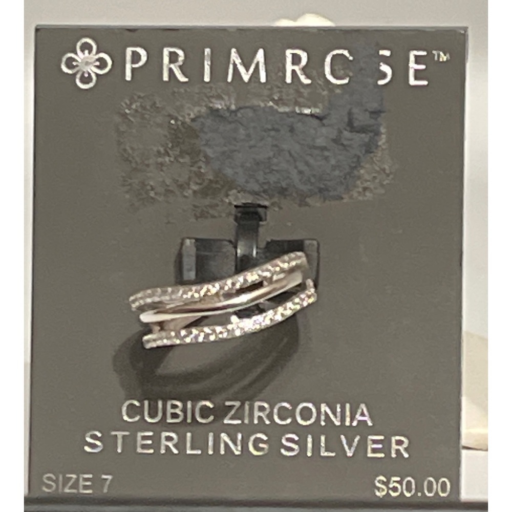 NWT Primrose Sterling Silver Cubic Zirconia Multi-Row Ring Size 7